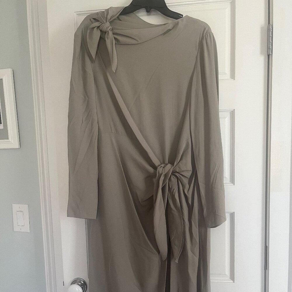 Tibi Feather Weight Eco Crepe Benedict Dress - Grey - 4 - Picture 7 of 12